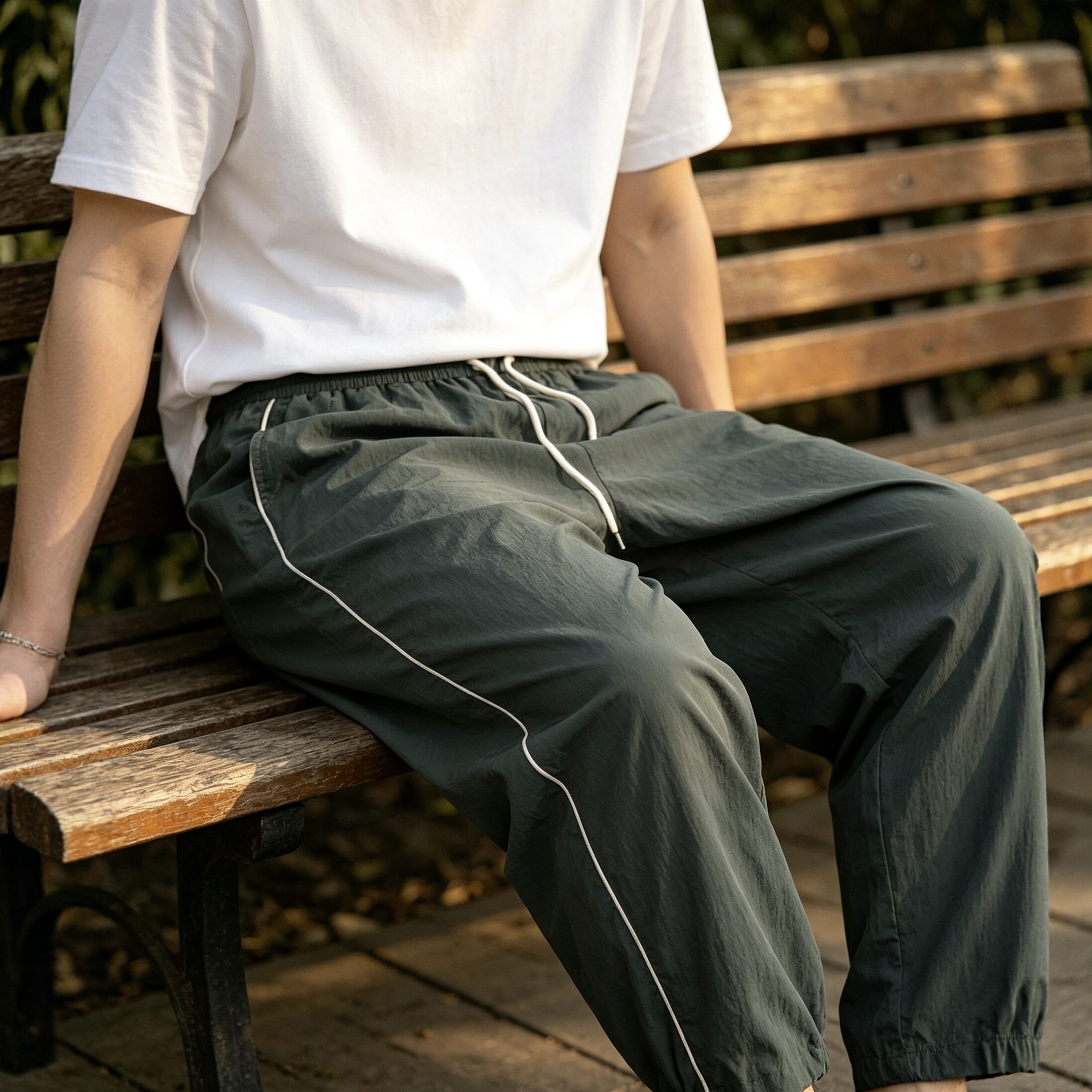 宽松薄款运动休闲裤男夏季学院风格情侣宽松直筒速干户外长裤女生