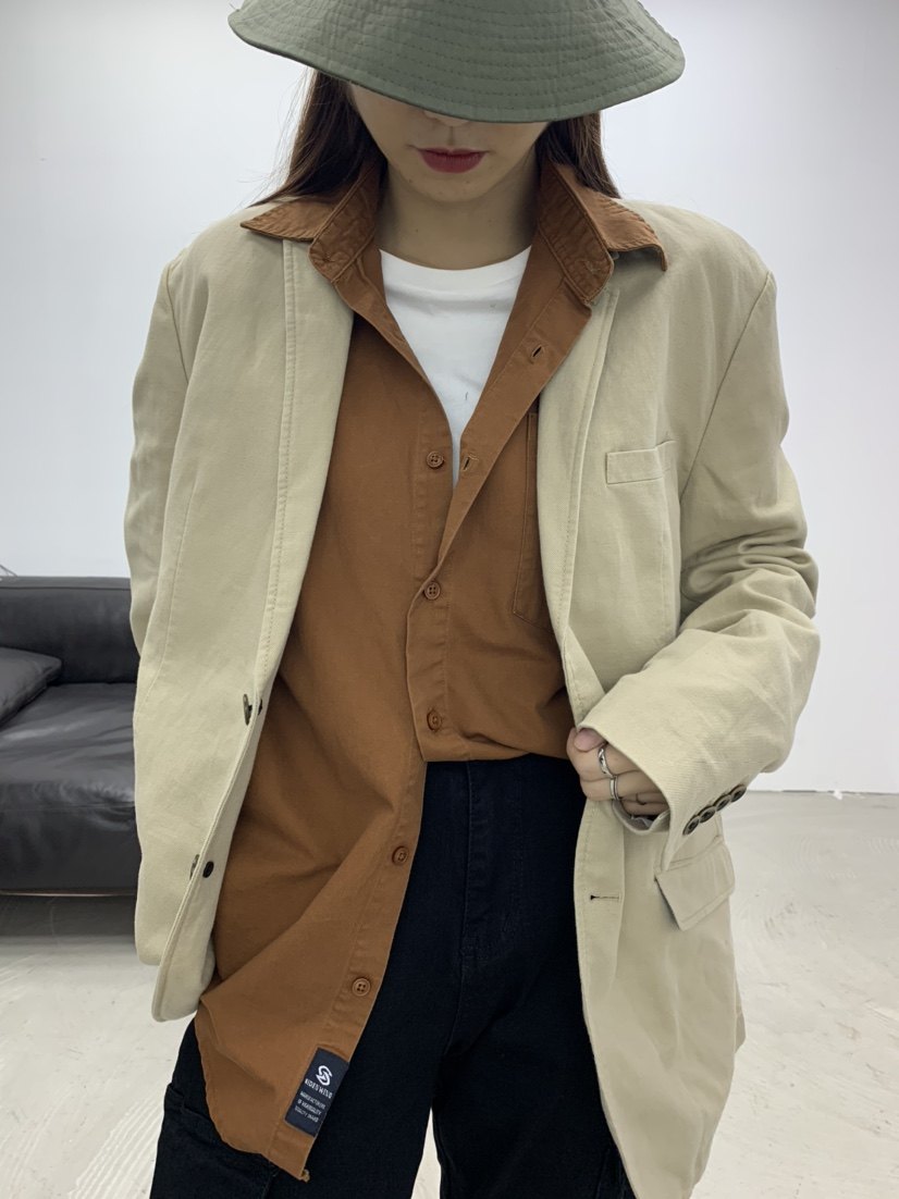 棉麻西装学院欧美复古港风外套