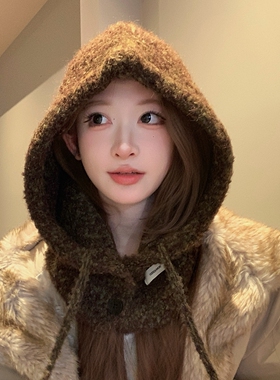 咖棕橄榄绿拉法帽羊毛针织毛线帽
