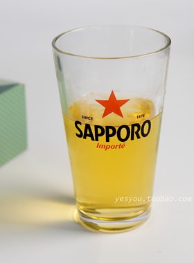 SAPPORO三宝乐1876星牌札幌啤酒杯餐厅商用玻璃杯日式宽口啤酒杯