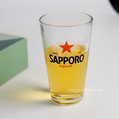 SAPPORO三宝乐1876星牌札幌啤酒杯餐厅商用玻璃杯日式宽口啤酒杯