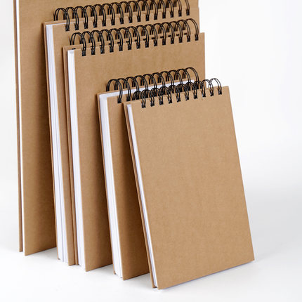 双线圈硬面白纸本 空白笔记本硬面可平摊绘画A4B5高颜值16开本子