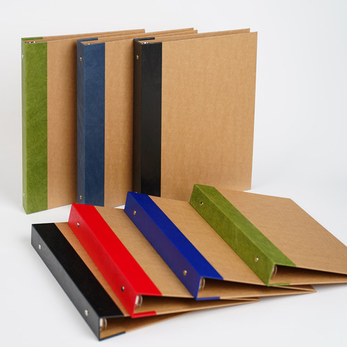 言本牛皮纸活页夹外壳彩色脊背