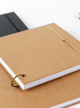 复古活页白纸本 方形空白本可拆卸笔记本a4画画硬面简约学生16K