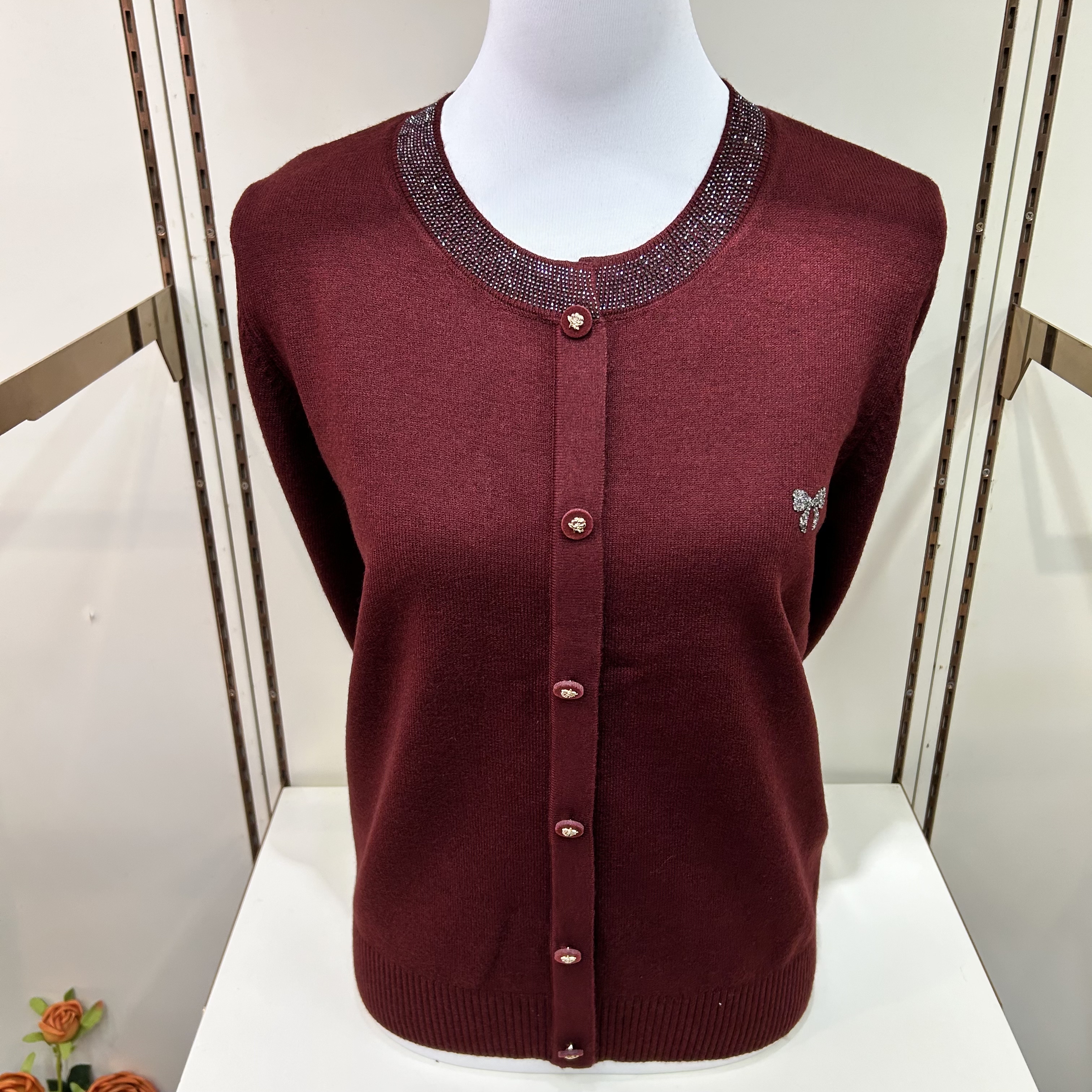 中老年妈妈装秋冬假开纯色镶钻新款上衣2026春秋新款打底针织毛衣,女装/女士精品,中老年女装,淘宝优惠券,粉丝福利购,淘宝优惠卷