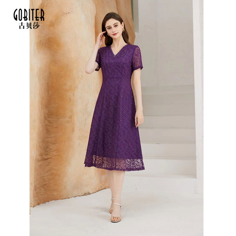 刺绣网纱精品优雅气质古贝莎大摆