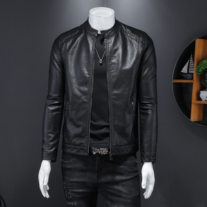 2025年秋冬新款男士立领机车皮外套修身潮男货号7170P175 假模图,男装皮衣,钱塘6007(原2006)