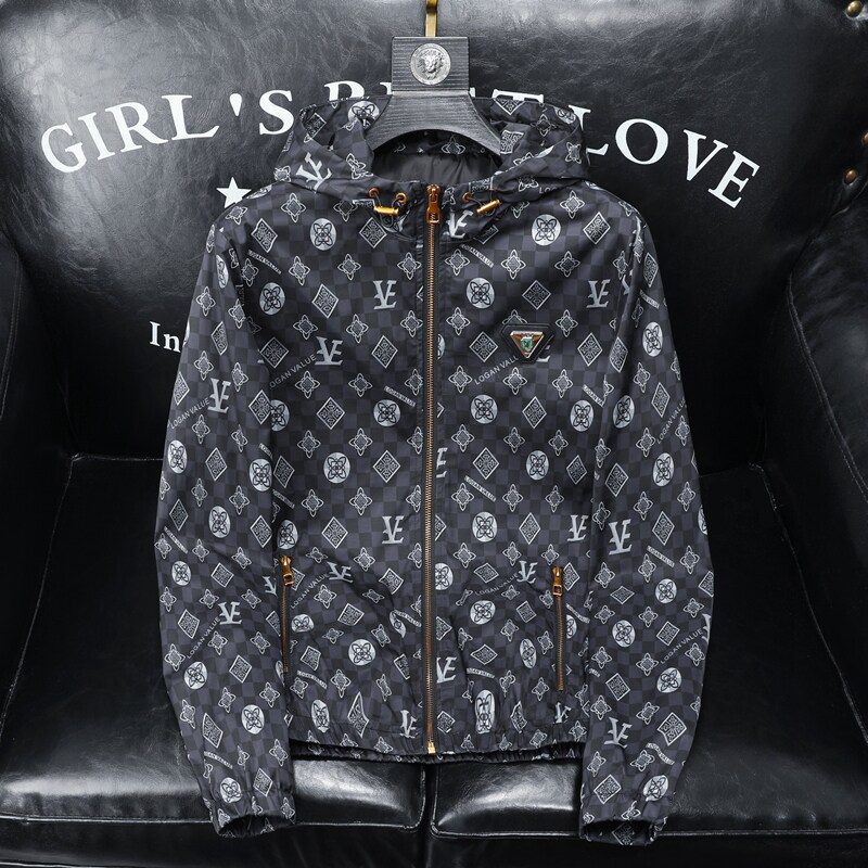 2024年秋冬新款男士韩版连帽款潮男夹克；货号2435P150沙发图，男装夹克，钱塘6007(原2006)