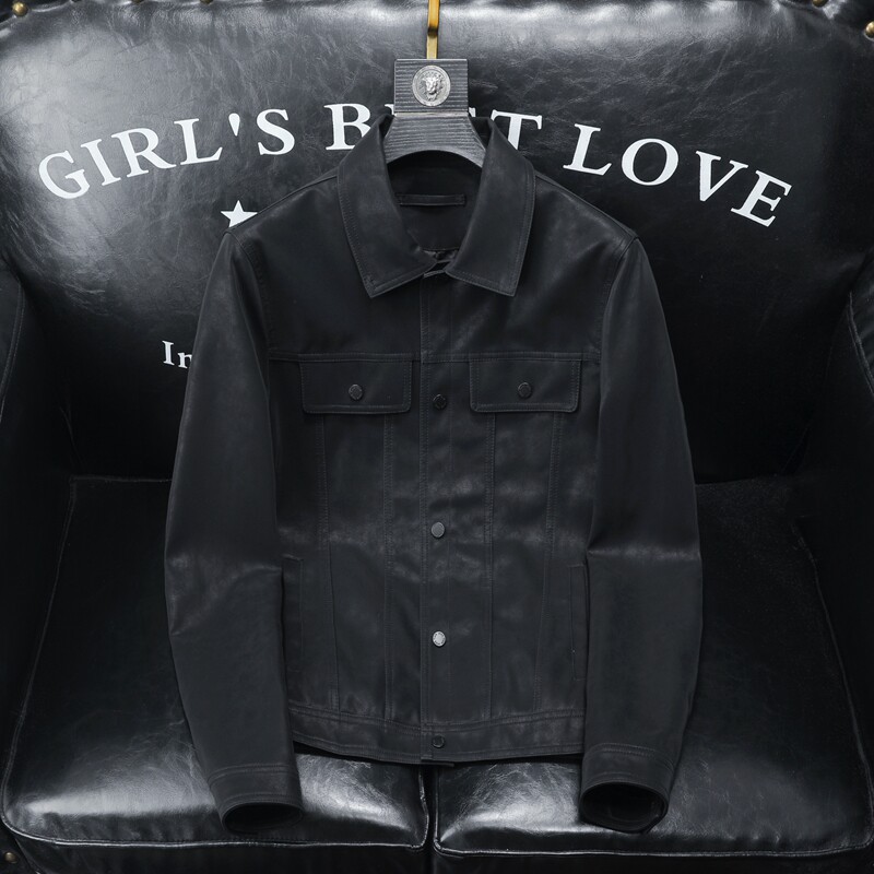 2025年秋冬新款男士翻领机车皮外套修身潮男货号9001P175沙发底，男装皮衣，钱塘6007(原2006)