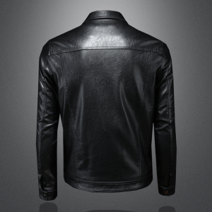 2024年秋冬新款男士翻领机车皮外套修身潮男货号7065 P195镂空图图片