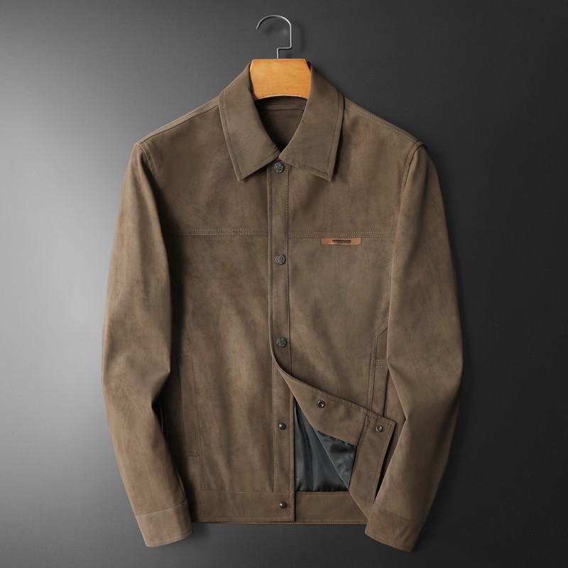 2025秋冬新款男士翻领机车皮外套修身潮男货号6375P145平铺图，男装皮衣，钱塘6007(原2006)