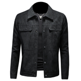 2026年秋冬新款男士翻领机车皮外套修身潮男货号9013P175假模图，男装夹克，钱塘6007(原2006)