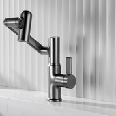 绿太阳卫浴机械臂冷热面盆龙头万向旋转数显洗手脸盆多模式 出水