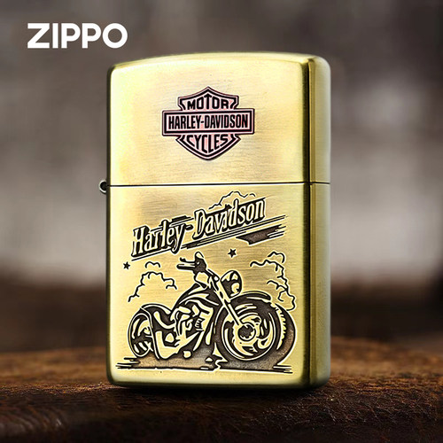 ZIPPO经典紫铜镶嵌哈雷摩托车