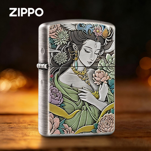zippo熏银钛彩国色天香