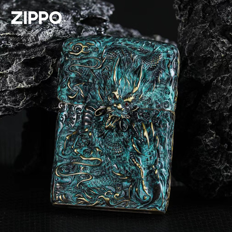 Zippo/之宝烧色龙凤重甲机