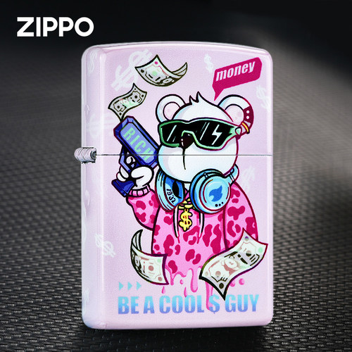 ZIPPO彩印粉色暴富熊七夕礼物