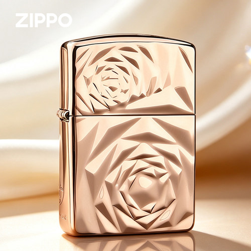 ZIPPO香槟金玫瑰盔甲七夕