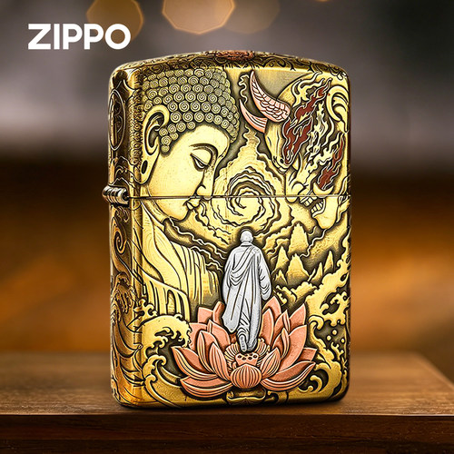 ZIPPO狼王168镶嵌紫铜恶善