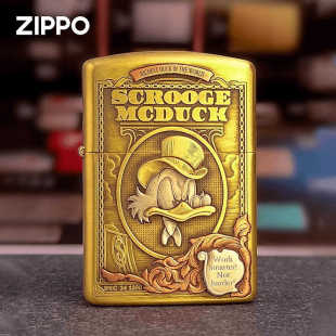 Zippo/之宝打火机暴富鸭史高治芝宝煤油防风黄铜盔甲大师雕刻送礼
