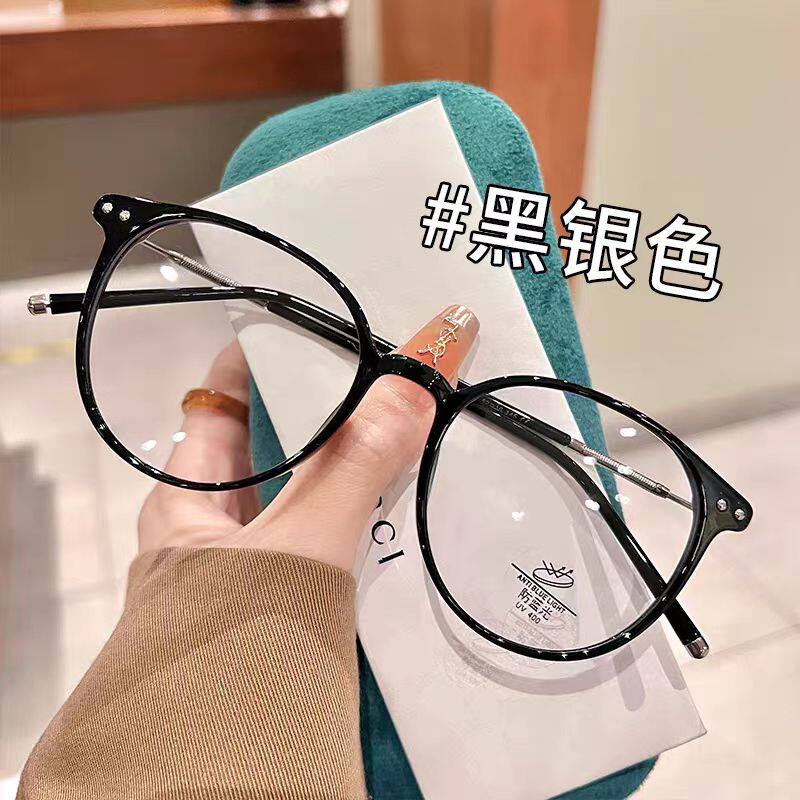 圆框TR近视眼镜防蓝光辐射女可配度数蓝光平光镜眼睛眼镜框显脸