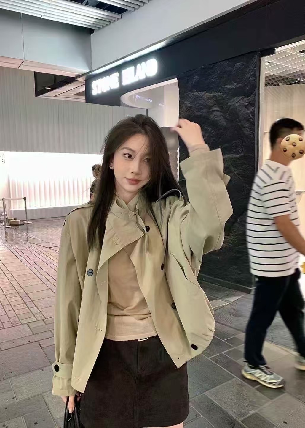 卡其色短款风衣外套女秋季新款韩风衣