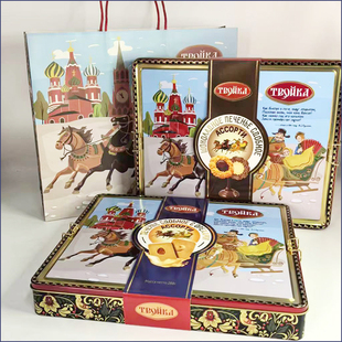 俄式风味曲奇饼干酥脆铁盒装巧克力坚果礼品零食营养早餐伴手礼