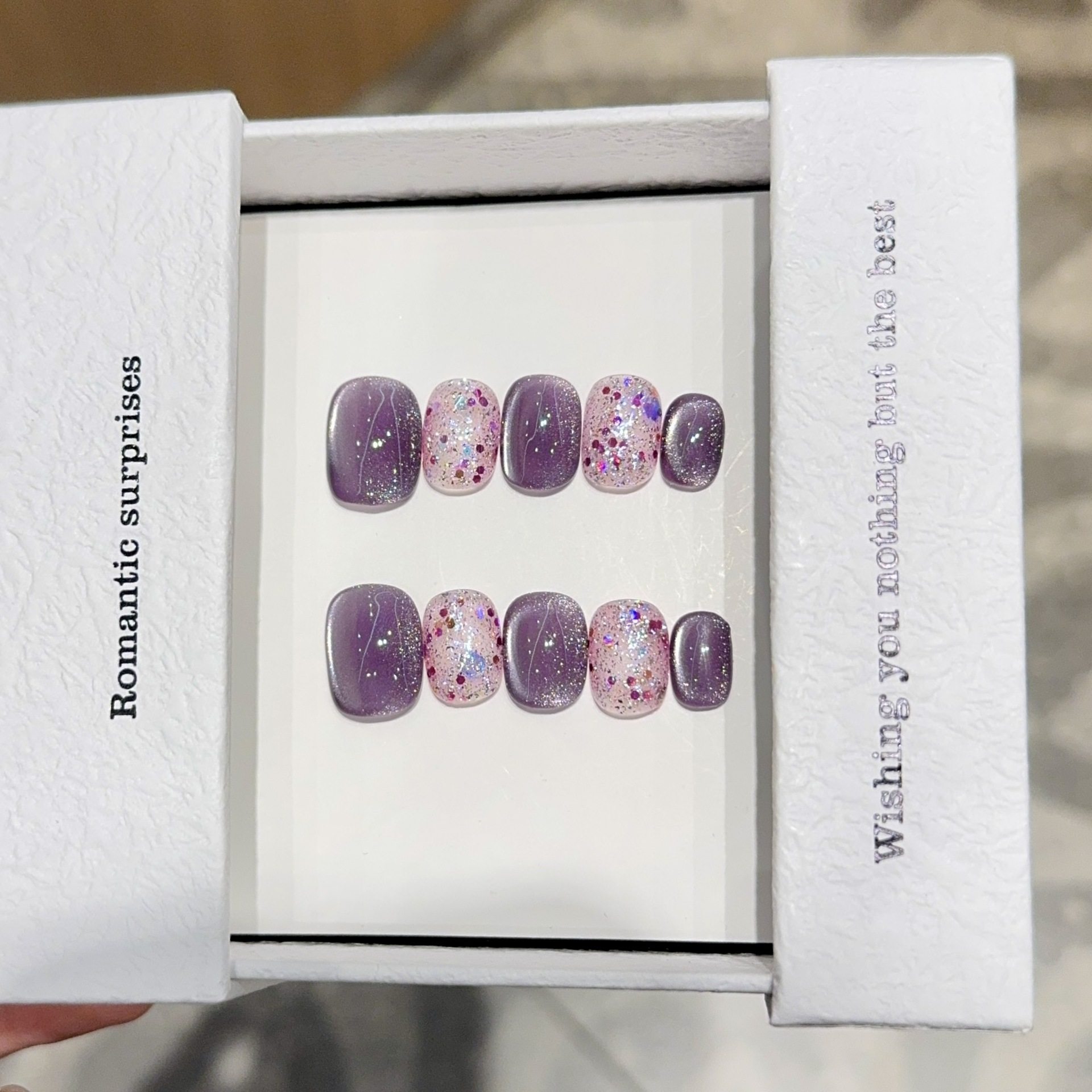 【紫藤心】手工穿戴甲纯手作美甲甲片手工ins风穿戴甲,彩妆/香水/美妆工具,穿戴甲/甲片,淘宝优惠券,粉丝福利购,淘宝优惠卷