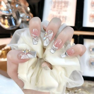 比翼双飞新款上市浪漫纯手工穿戴甲美甲贴片可拆卸贴片10片装爆闪