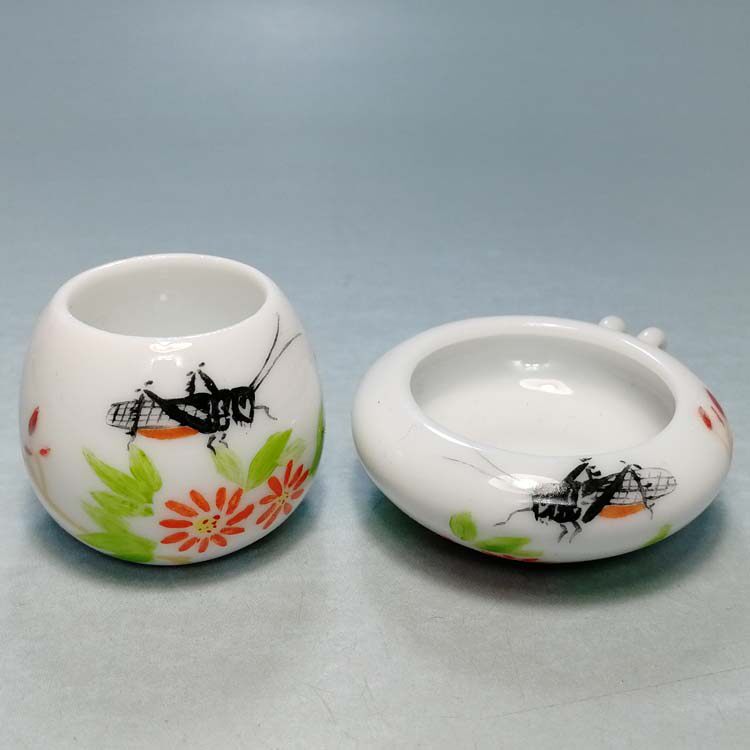手绘虫草两件套绣眼缸图片