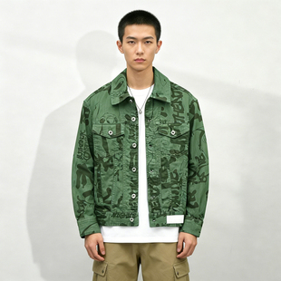 彩牛牛仔夹克春秋新款 jeans男女情侣宽松休闲外套 史迪奇联名able