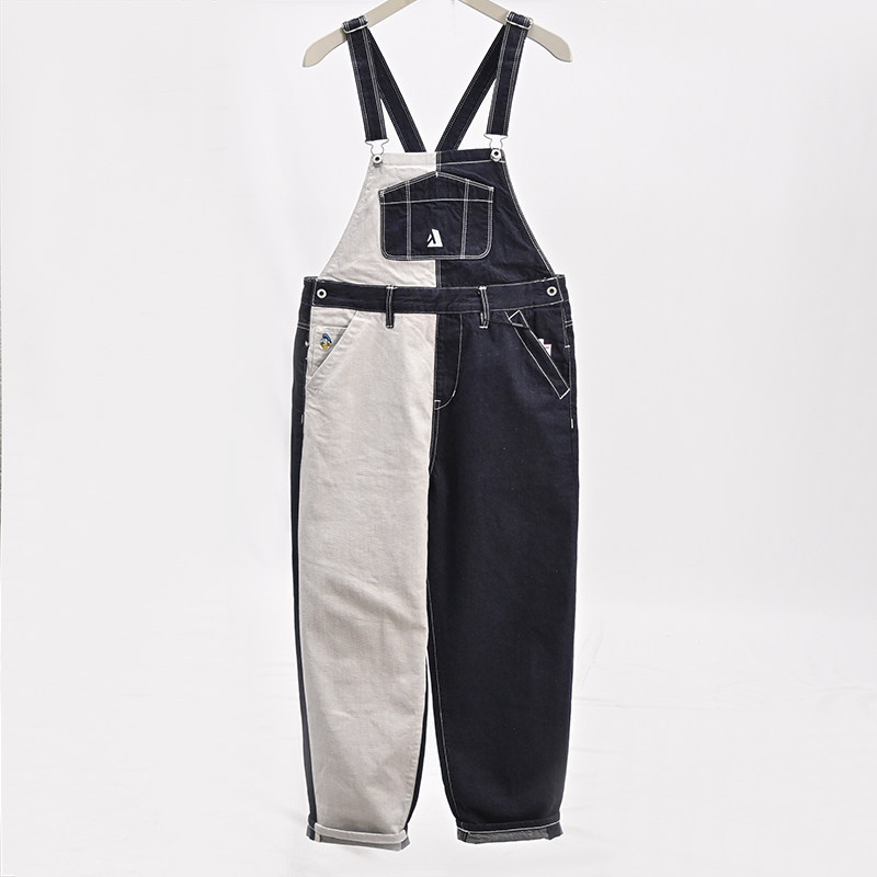 唐老鸭联名牛仔背带裤able jeans男女同款宽松休闲连身撞色长裤潮