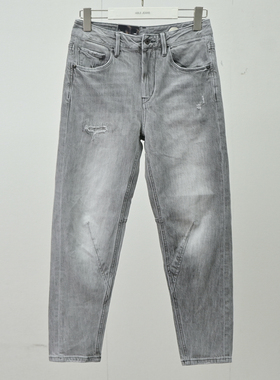 25新品ABLE JEANS男女牛仔裤灰色破洞立体锥形裤时尚九分裤潮春秋