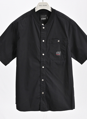 福利夏季薄款黑色男短袖衬衫ABLE JEANS纯棉休闲衬衣宽松潮流青年