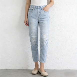 浅色水洗立体休闲潮流休闲女裤 锥形裤 ABLE JEANS男女牛仔裤 九分裤