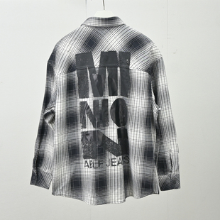 宽松休闲格子纯棉日系长袖 jeans男女衬衫 able 男衬衣 日系宽松