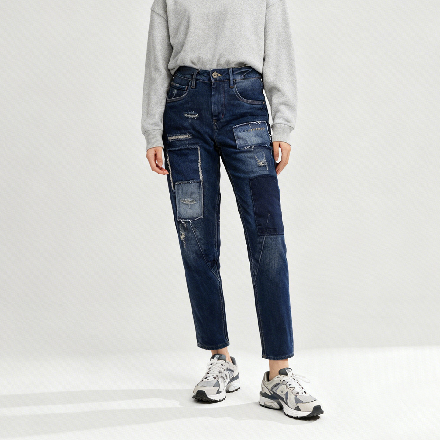 女牛仔裤BF男朋友裤水洗做旧潮裤