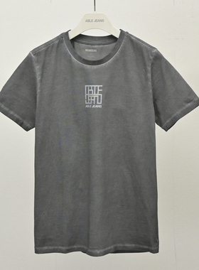 ABLE JEANS短袖T恤男薄款脏洗油污个性灰色体恤中国想象纯棉夏季