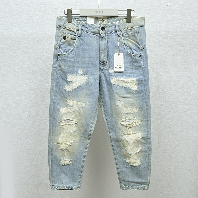 ABLEJEANS男士八分锥形牛仔裤