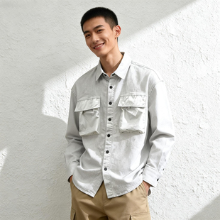 ABLE 牛仔衬衫 外套男士 夹克型工装 休闲衬衣潮流装 JEANS男长袖 春季