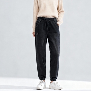 休闲束脚裤 史努比联名卫裤 松紧腰宽松秋季 JEANS针织牛仔女裤 ABLE