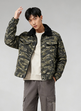 小码清仓血亏冬男棉衣ABLE JEANS迷彩翻领棉夹克潮流短外套棉服