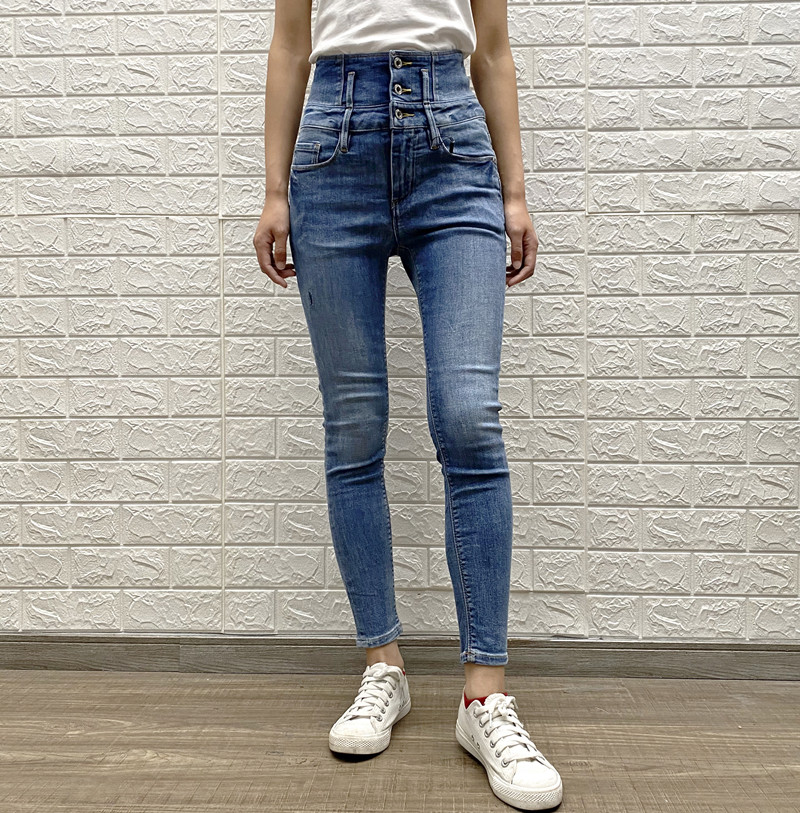 高腰女牛仔裤able jeans春夏季水洗紧身弹力九分裤901034-303
