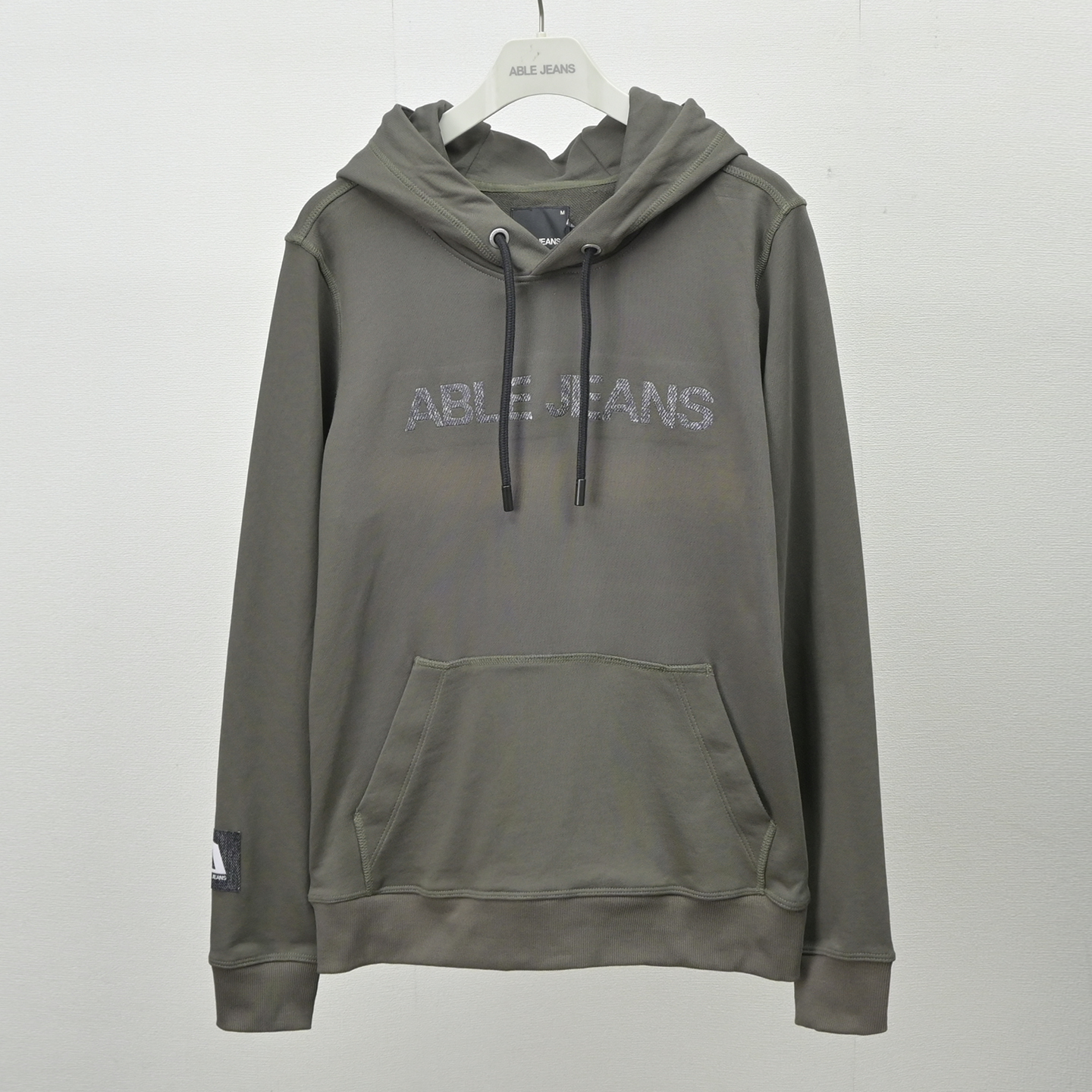 ABLEJEANS潮款男士水洗字母卫衣厚实连帽毛圈休闲卫衣套头衫新款