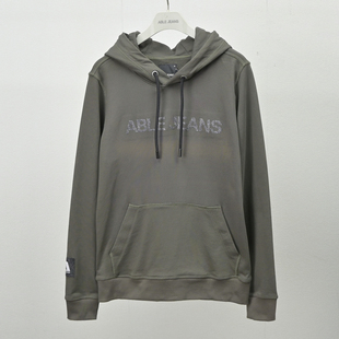 ABLEJEANS潮款男士水洗字母卫衣厚实连帽毛圈休闲卫衣套头衫新款