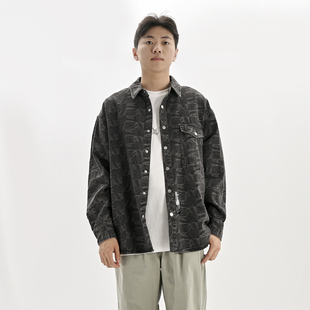 高端提花潮牌ABLE JEANS日系男女中性宽松全棉夹克型衬衣休闲青年