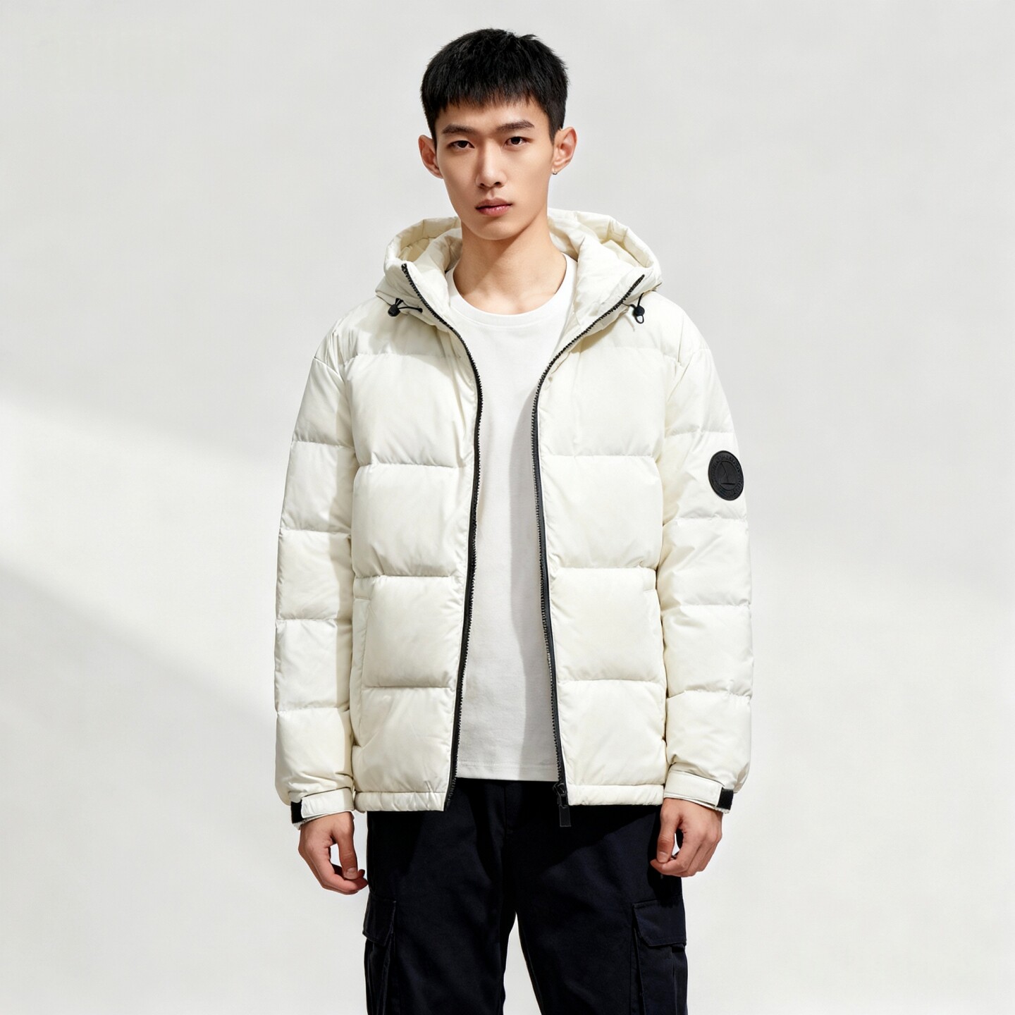 厚羽绒服able jeans男女同款冬装鸭绒连帽保暖防风棉服纯色男外套