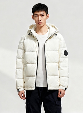 厚羽绒服able jeans男女同款冬装鸭绒连帽保暖防风棉服纯色男外套