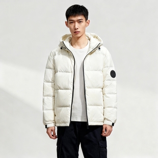 鸭绒连帽保暖防风棉服纯色男外套 冬装 厚羽绒服able jeans男女同款