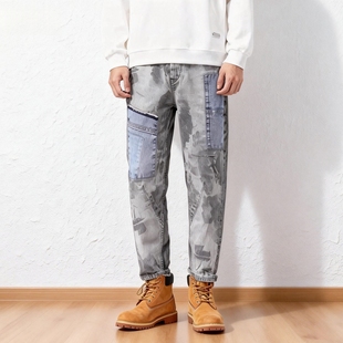 中国想象ABLE JEANS男女牛仔裤扎染立体锥形裤休闲解构风小脚潮裤
